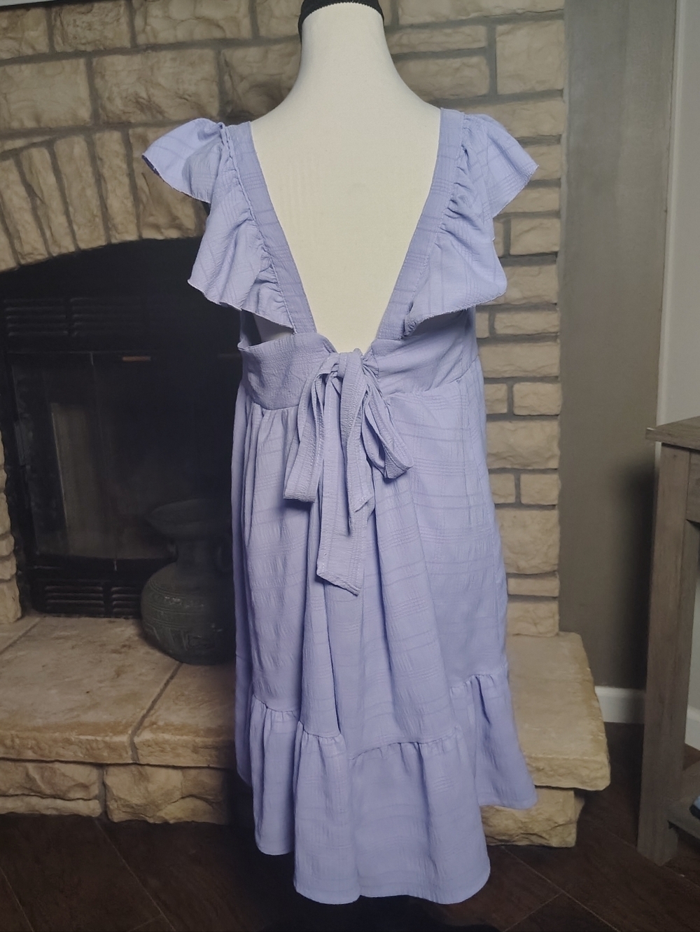 SHEIN Lavender Backless Ruffle Tie-Back Dress XXL